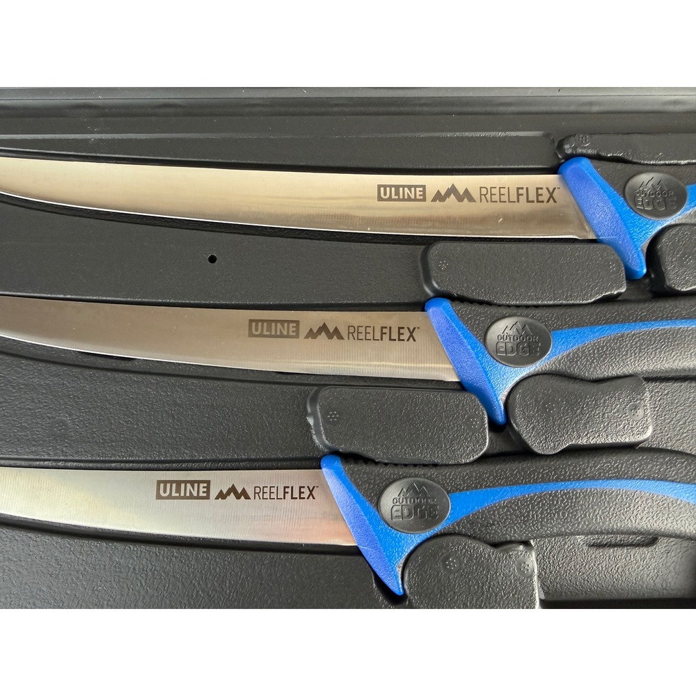 Outdoor Edge ReelFlex Pak RFP-6 3 Fishing Fillet Knives w/Sharpener Hard Case - Picture 8 of 9
